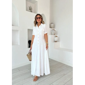 Kadın Dokuma Kumaş Cep Detaylı axi Boy Gömlek Elbise