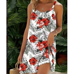 Kadın Ip Askılı çiçek Desenli Süprem Elbise