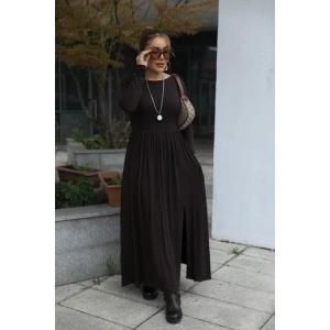 Kadın Kayık Yaka ırt Dekoltesi Ve Yırtmaç Detay axi Boy Elbise