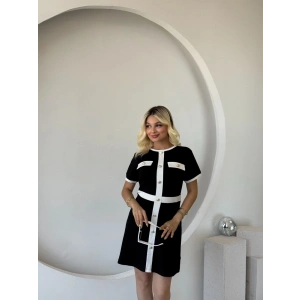 Kadın Kısa Kollu Bisiklet Yaka önden Düğmeli Modal Elbise