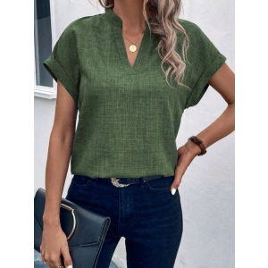 Kadın Kısa Kollu Hakim Yaka Keten Bluz