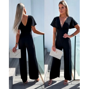 Kadın Kısa Kollu Kruvaze Yaka ırt Dekolteli Pegasus Kumaş Tulum