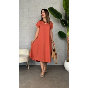 Kadın Kısa Kollu V Yaka Salaş axi Boy Elbise