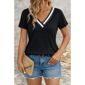 Kadın Kısa Kollu V Yakalı Bürümcük Bluz