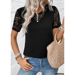 Kadın Kısa Kollu V Yakalı önden Düğmeli Viskon Bluz