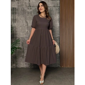 Kadın Kısa Kollu Yakası Açık Katlı Bürümcük Balon Elbise