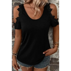 Kadın Omuzlardan Açık Yuvarlak Yakalı Viskon Bluz