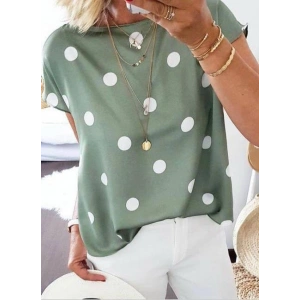 Kadın Puantiyeli Moss Krep Bluz