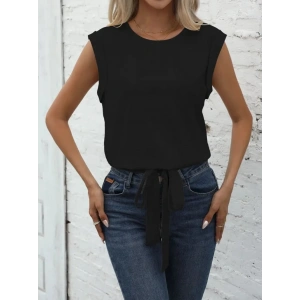 Kadın Sıfır Kol Etek Ucu Bağlama Detay Ithal Krep Bluz