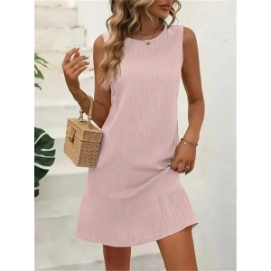 Kadın Sıfır Kollu Bisiklet Yaka Bürümcük Elbise