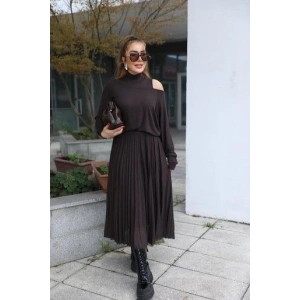 Kadın Triko Plise Ve Tül Detay Iki Parça Elbise