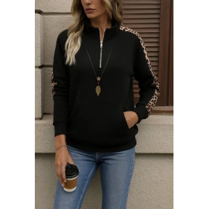 Kadın Uzun Kollu Balıkçı Yaka önden Fermuarlı Polar Bluz