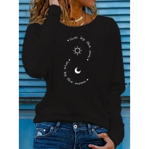 Kadın Uzun Kollu Bisiklet Yaka Desenli Viskon Bluz