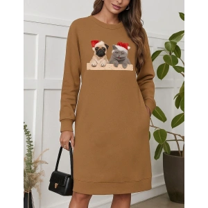 Kadın Uzun Kollu Bisiklet Yaka Desenli Viskon Iki Iplik Bluz