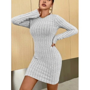 Kadın Uzun Kollu Bisiklet Yaka şardonlu Kalın Fitilli Kaşkorse Mini Boy Elbise