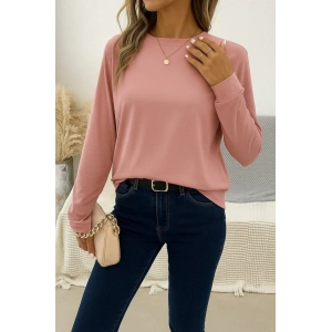 Kadın Uzun Kollu Bisiklet Yaka Viskon Bluz