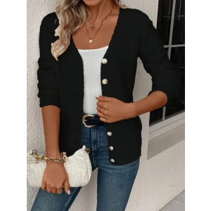 Kadın Uzun Kollu önden Düğmeli Kısa Triko Hırka