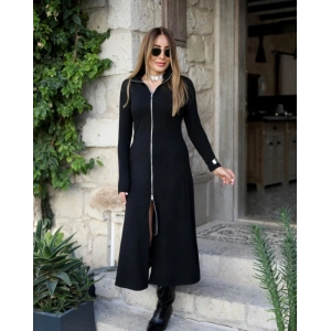 Kadın Uzun Kollu önden Fermuarlı Ithal Krep Elbise