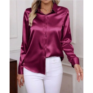 Kadın Uzun Kollu Saten Gömlek