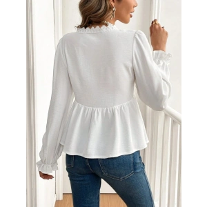 Kadın Uzun Kollu V Dantel Yaka Aerobin Bluz