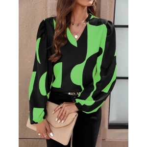 Kadın Uzun Kollu V Yakalı Desenli Modal Bluz