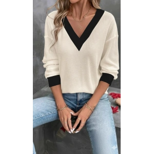 Kadın Uzun Kollu V Yakalı Waffle Bluz