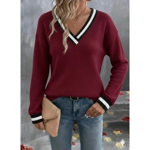 Kadın Uzun Kollu V Yakalı Waffle Bluz