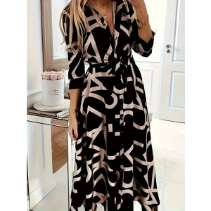 Kadın Uzun Kollu Yakalı önden Düğmeli Uzun Süprem Elbise