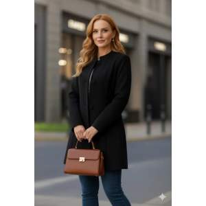 Kadın Uzun Kollu Yakalı önü Düğmeli Ithal Kaşe Astarlı Kaban