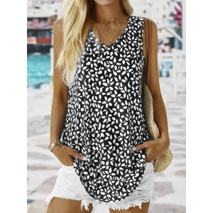 Kadın V Yakalı çiçek Baskılı Salaş Süprem Bluz