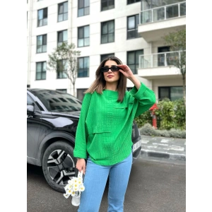 Kadın Yarasa Kol Aerobin Kumaş Bluz