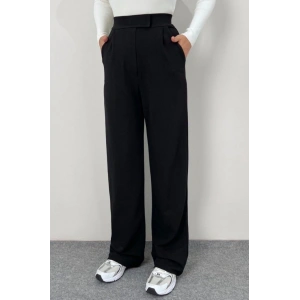 Kadın Yüksek Bel Cepli Cırt Kapama Janjan Krep Pantolon