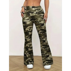 Kadın Yüksek Bel Kamuflaj Desenli Dalgıç Tayt