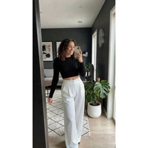 Kadın Yüksek Bel Pileli Palazzo Pantolon