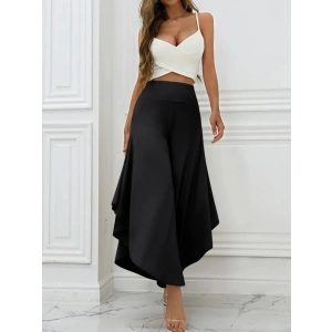 Kadın Yüksek Belli Geniş Paçalı Yanlardan Açık Sandy Pantolon