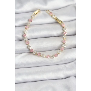 Kare Zirkon Taşlı Gold Renk Kadın Bileklik