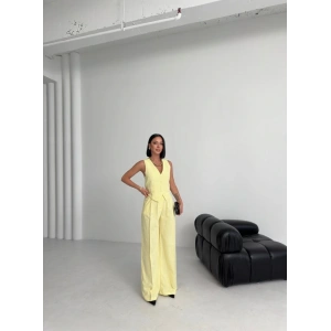 Keten Sirti Çapraz Geçi̇şli̇ Cepken Pantolon Takim