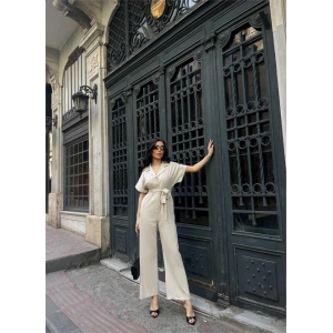 KETEN TULU BEL BAĞLAA DETAYLI  Krem