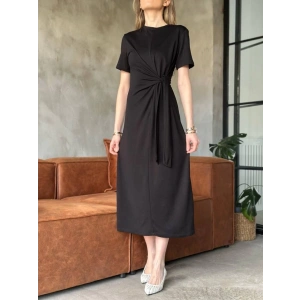 Osy odal Yumuşak Dokulu KumaşYandan Bağlamalı Elbise  iyah