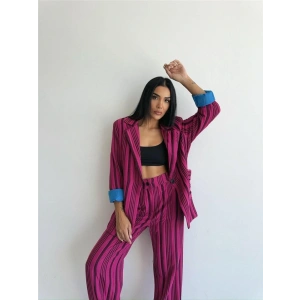 OTTOMAN ÇİZGİİ CEKETPANTOON TK  Fuşya