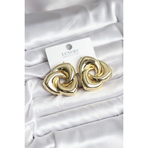Pirinç Gold Renk Geometrik Vintage Kadın Küpe