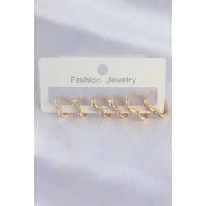 Pirinç Gold Renk Kalp Model Küpe Seti