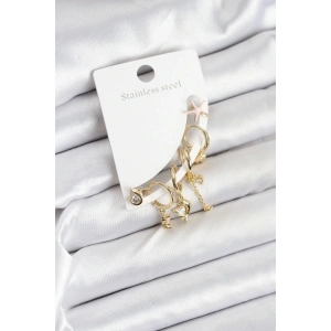 Pirinç Gold Renk Set Küpe