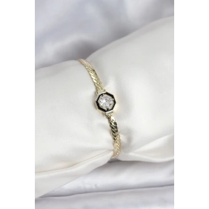 Pirinç Gold Renk Zirkon Taşlı Kadın Bileklik