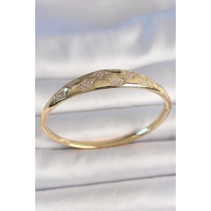 Pirinç Gold Renk Zirkon Taşlı Yıldız İşlemeli Kadın Kelepçe