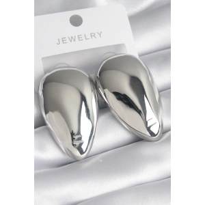 Pirinç Gümüş Renk Badem Model Kadın Küpe