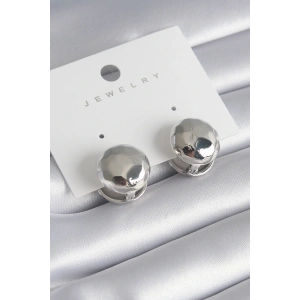 Pirinç Gümüş Renk İşleme Detay Top Model Kadın Küpe