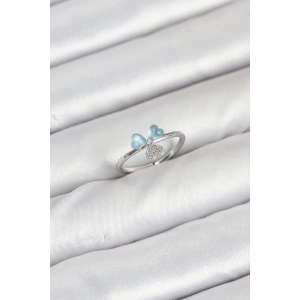 Pirinç Gümüş Renk Yonca Model Kadın Yüzük