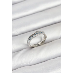 Pirinç Gümüş Renk Zirkon Taşlı Vintage Kadın Yüzük