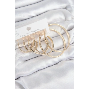 Pirinç Halka Model Gold Renk Kadın Set Küpe